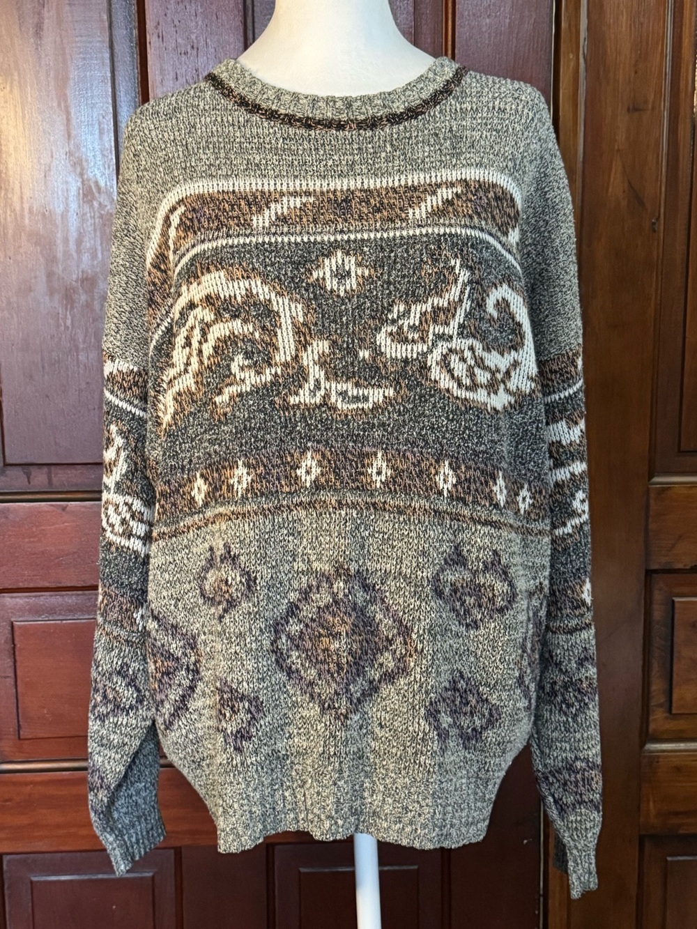 Vintage 80s/90s Method Grandpa Abstract Geometric Crewneck Sweater Size Large